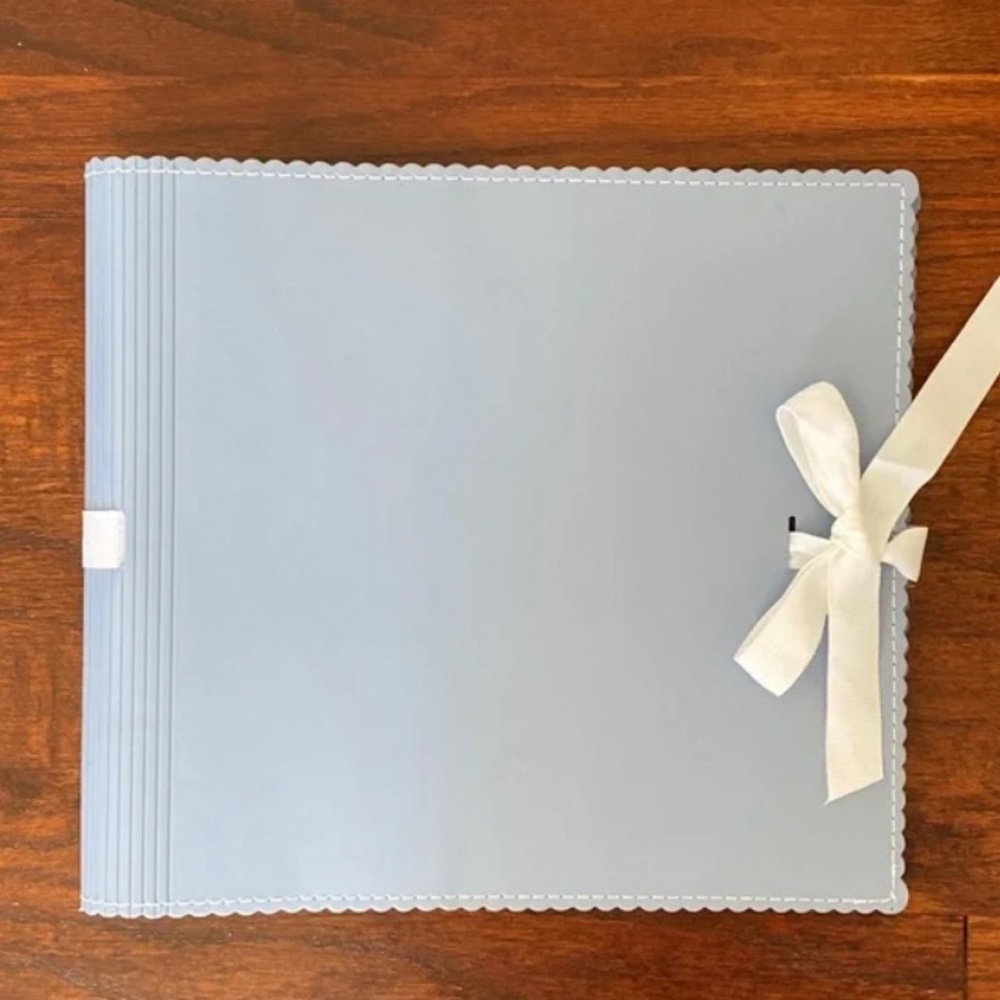 Fresh anthology mini album 9x9 scrapbook faux leather. Vintage baby blue.